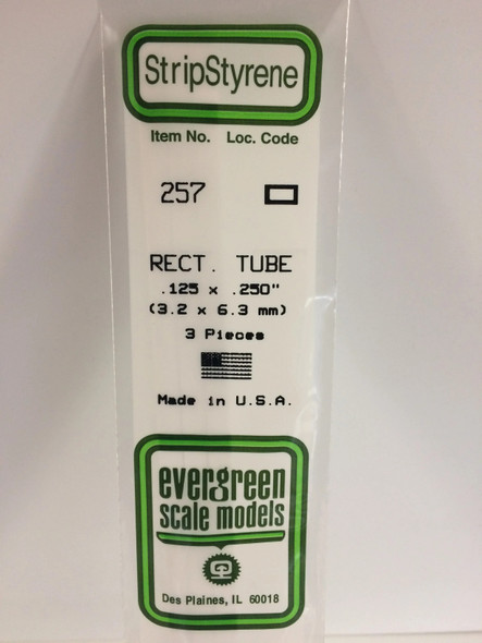 EVE257 - Evergreen Scale Models .125 x .250 Styrene Tube