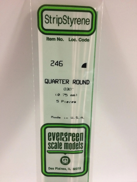 EVE246 - Evergreen Scale Models .030 Styrene Quarter Round