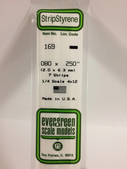 EVE169 - Evergreen Scale Models .080 x .250 Styrene Strip
