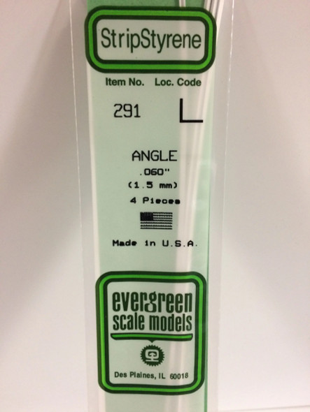 EVE291 - Evergreen Scale Models .060 Styrene Angle