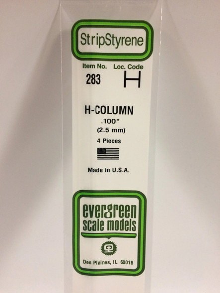 EVE283 - Evergreen Scale Models .100 H-Column Styrene