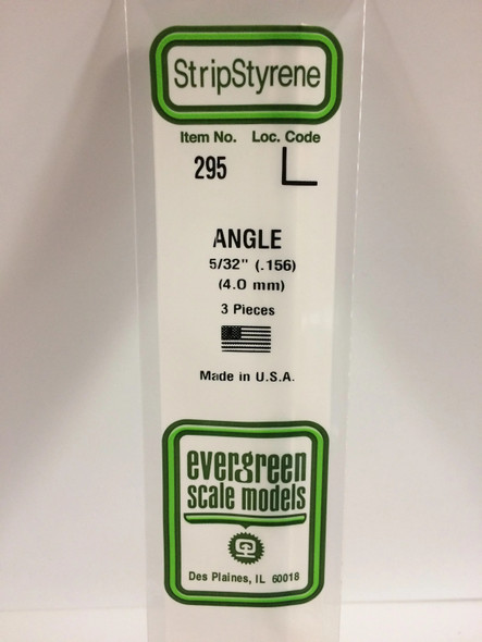 EVE295 - Evergreen Scale Models 5/32" Styrene Angle
