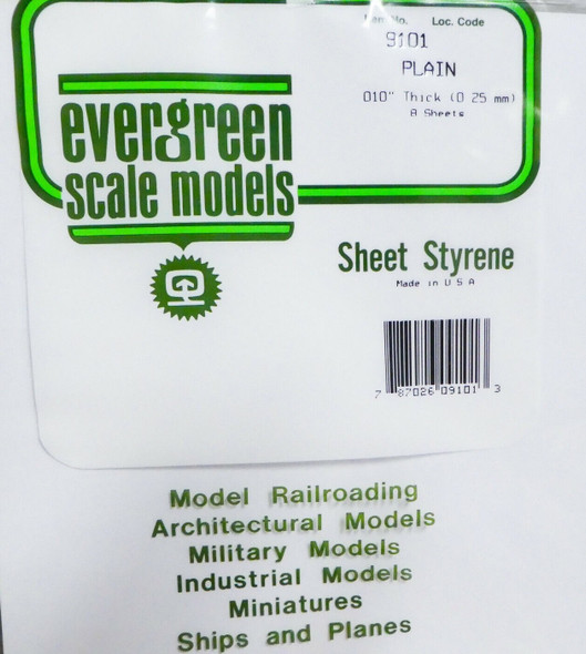 EVE9101 - Evergreen Scale Models .010" Styrene Sheet 8 x 21