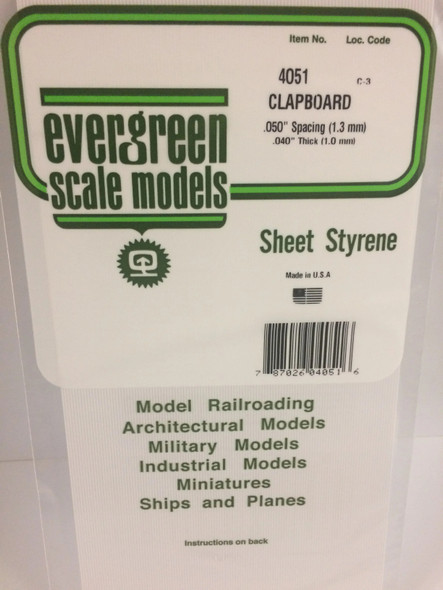 EVE4051 - Evergreen Scale Models .050x.040 Clapboard