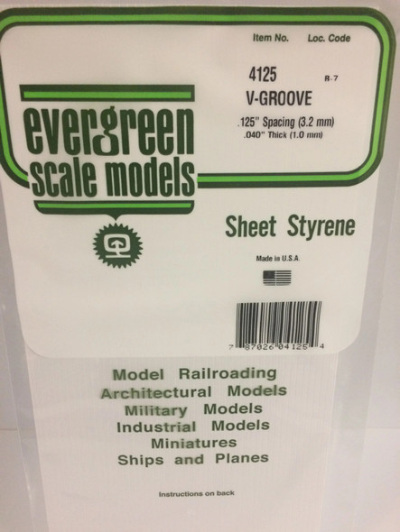 EVE4125 - Evergreen Scale Models .125x.040 V-Groove