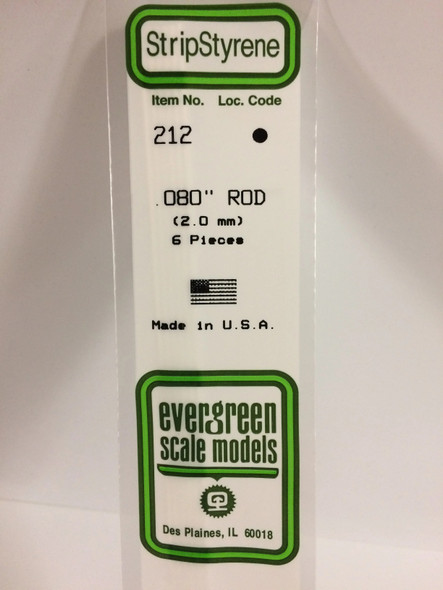 EVE212 - Evergreen Scale Models .080 Styrene Rod