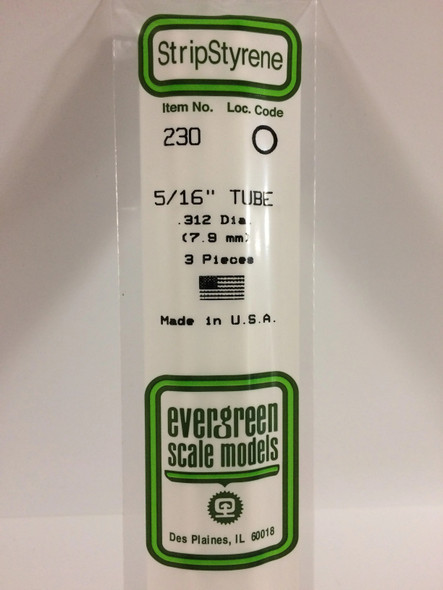 EVE230 - Evergreen Scale Models 5/16 Styrene Tube