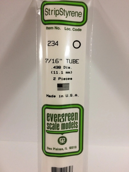 EVE234 - Evergreen Scale Models 7/16" Styrene Tube