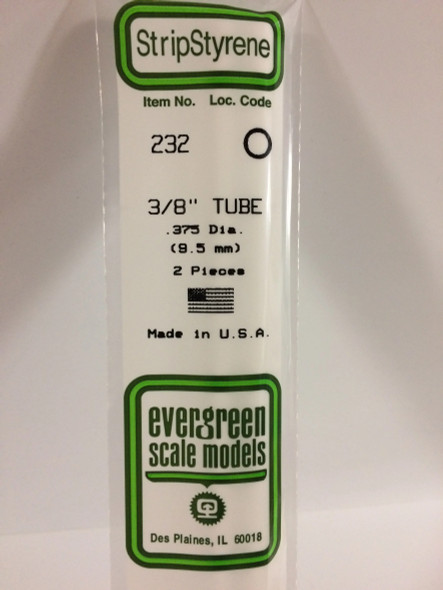 EVE232 - Evergreen Scale Models 3/8 Styrene Tube"