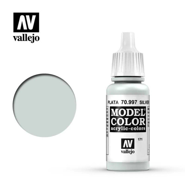 VLJ70997 - Vallejo - Model Colour: Silver - 17mL Bottle - Acrylic / Wat er Based - Flat - FS 17178