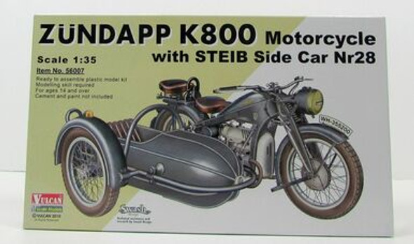 VUL56007 - Vulcan Scale Models 1/35 Zundapp K800 Motorcycle with STEIB Side Car Nr28 WWWEB10105583