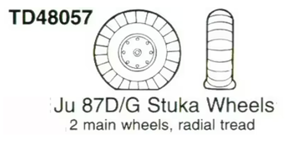 TRU48057 - True Detail 1/48 Ju87D/G Stuka Wheel Set - 2 Main Wheels - Radial Tread