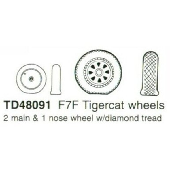 TRU48091 - True Detail 1/48 F-7F Tigercat Wheel Set - Diamond Tread