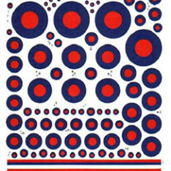 EXDX009-72 - Xtradecal 1/72 RAF Post War Low Vis Red Blue Roundels and Fin Flashes