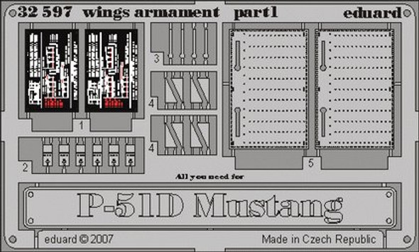 EDU32597 - Eduard 1/32 P-51D Mustang Wings Armament - For Dragon Kit