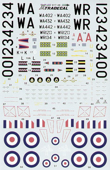 EXDX01748 - Xtradecal 1/48 Vampire FB 5 185, 603 & 612 Squadrons, Vampire FB 9 20 & 213 Squadrons