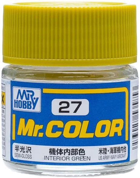MRHC27 - Mr. Hobby Semi Gloss Interior Green  - 10mL - Lacquer