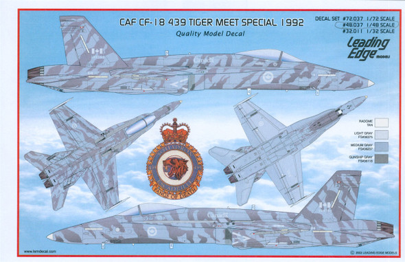 LEA48.37 - Leading Edge 1/48 439 Squadron Tiger Meet 1992 CF-I8 Decal Set