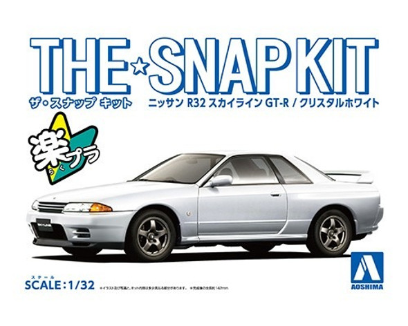 AOS063545 - Aoshima 1/32 Nissan R32 Skyline GT-R Crystal White SNAPKIT