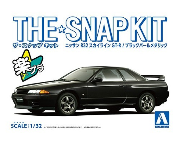 AOS063552 - Aoshima 1/32 Nissan R32 Skyline GT-R Black Pearl Metallic SNAPKIT