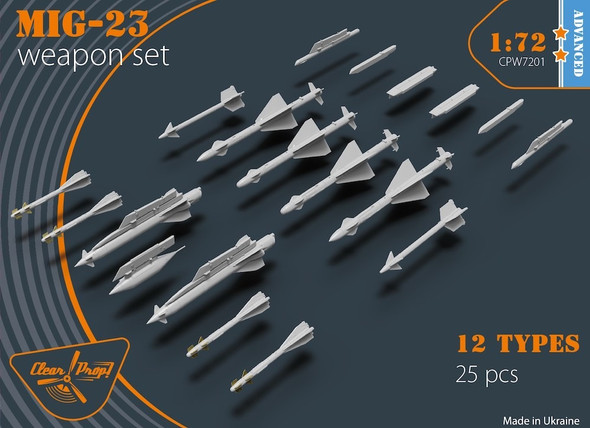 CPMW7201 - Clear Prop 1/72 Mig-23 Weapon Set