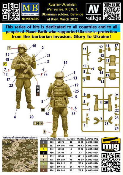 MBL24085 - Master Box 1/24 Ukrainian Soldier - Defence of Kyiv