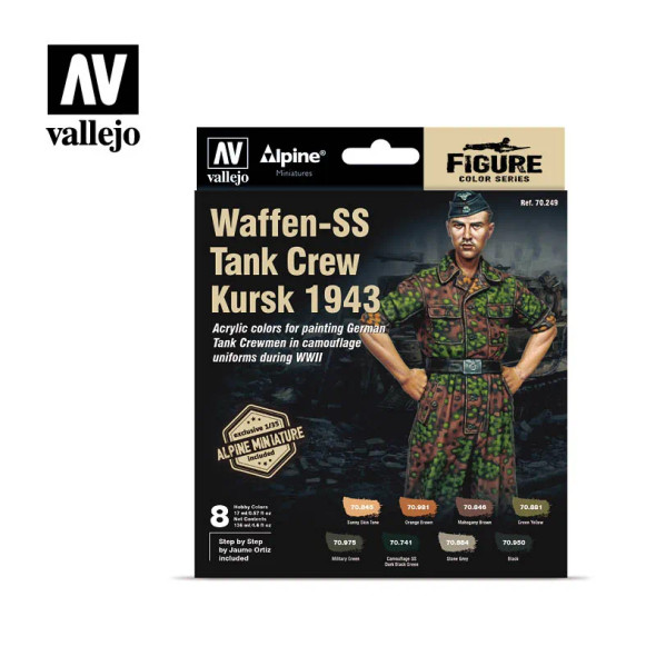 VLJ70249 - Vallejo Paint set Waffen-SS Tank Crew Kursk 1943 (Includes 1/35 Alpine Miniature)