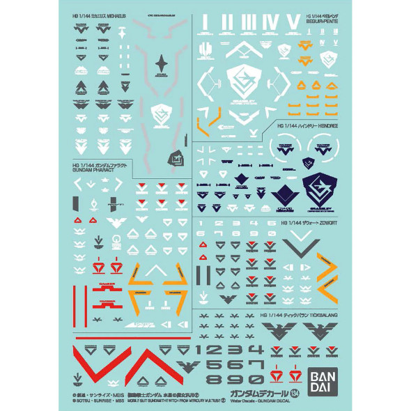 BAN5065082 - Bandai Gundam Decal 134 Mobile Suit Gundam The Witch From Mercury Multiuse 2