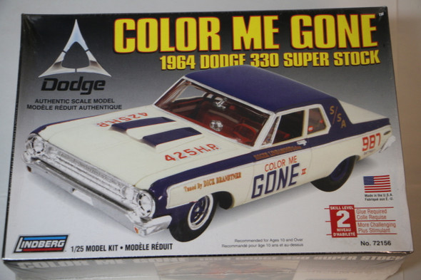 LIN72156 - Lindberg 1/25 1964 Dodge 330 Super Stock Color Me Gone - WWWEB10110088