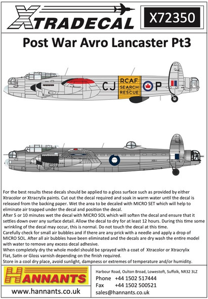 Xtradecal 1/72 Post War Avro Lancaster Part 3