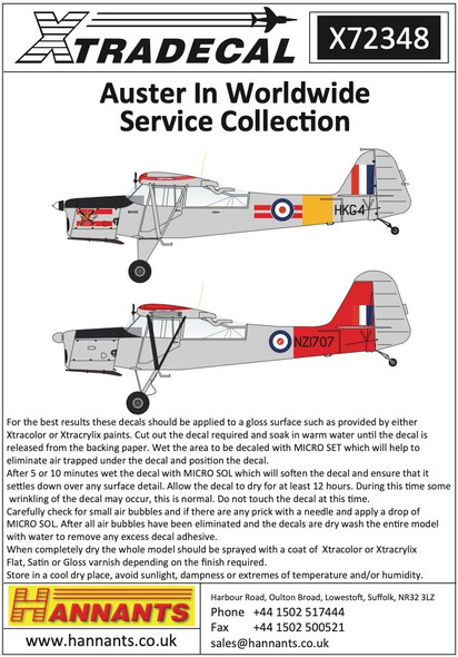 Xtradecal 1/72 Auster in Worldwide Service