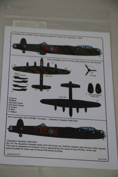 Warbirds Decals 1/72 Avro Lancaster KW172108