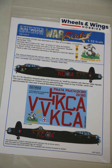 Warbirds Decals 1/32 Avro Lancaster KW132073