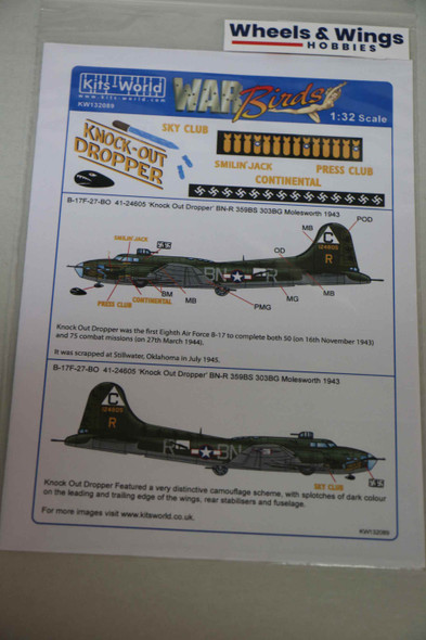 Warbirds Decals 1/32 B-17F Flying Fortress KW132089