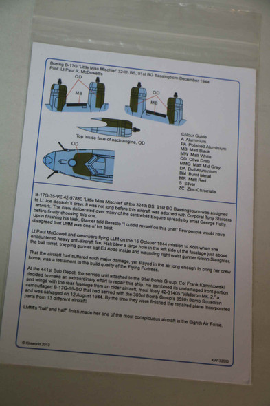 Kits World Decals 1/32 B-17G Little Miss Mischief KW132062