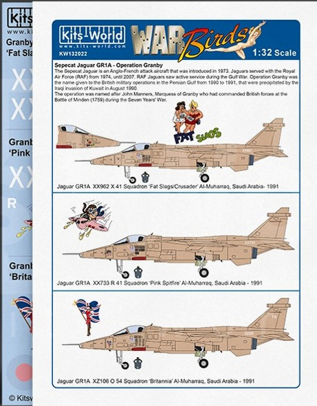 Warbirds DecalS 1 /32 Sepecat Jaguar GR1A  Operation Granby KW132022