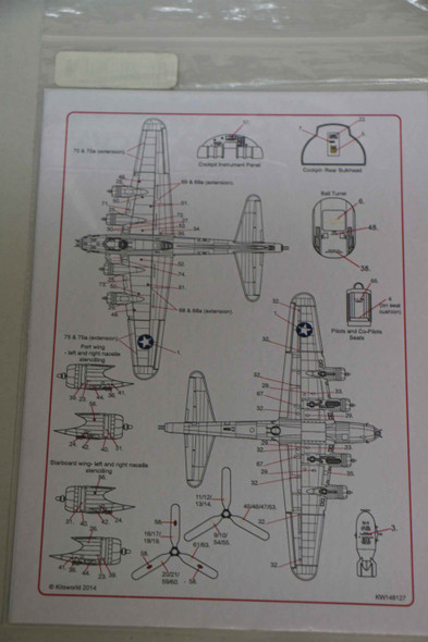 Kits World Decals 1/48 B-17F Flying Fortress Stencils and Insignia