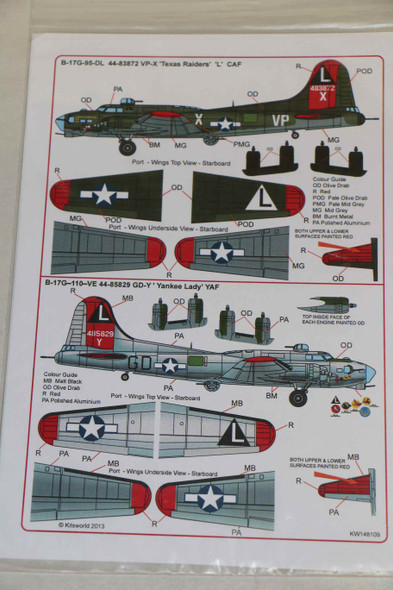 Kits World Decals 1/48 B-17G Flying Fortress KW148109