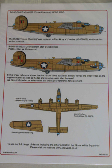 Kits World Decals 1/48 B-24 Liberator KW148120