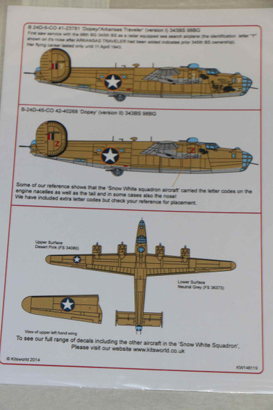 Kits World Decals 1/48 B-24 Liberator KW148119