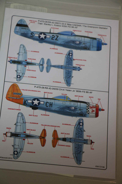 Kits World Decals P-47D Thunderbolt KW172106