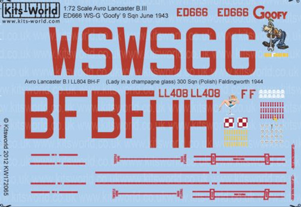 Warbirds Decals KW172065 1/72 Avro Lancaster Decal Set