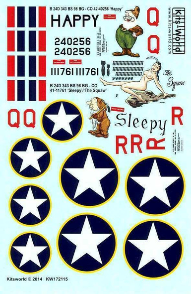 Warbirds Decals KW172115 1/72 B-24-D Decal Set