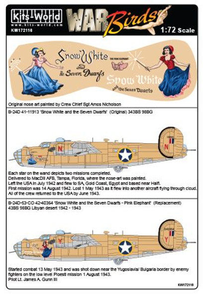 Warbirds Decals KW172116 1/72 B-24D Decal Set