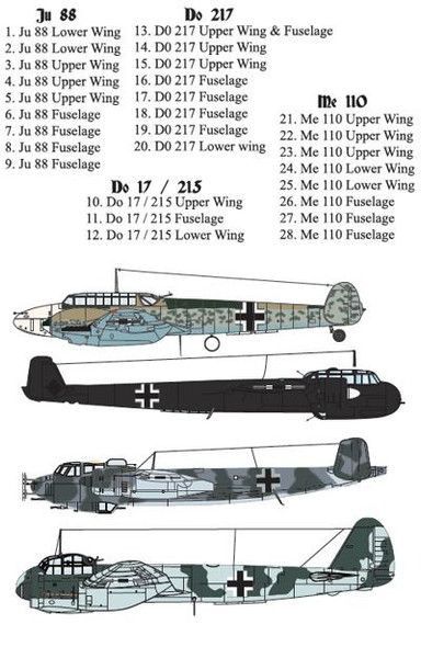 X72253 Xtradecal 1/72 Luftwaffe Heavy Fighter Crosses