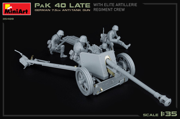 MIA35409 - Miniart 1/35 German 7.5cm anti-tank gun PaK 40 Late w/Elite Artillerie Regiment