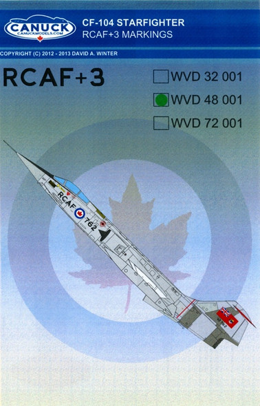 CNKWVD48-001 - Canuck Models 1/48 CF-104 Starfighter RCAF+3 Markings