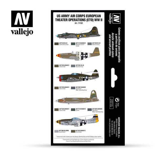 VLJ71182 - Vallejo USAF European WWII Paint Set 8pcs