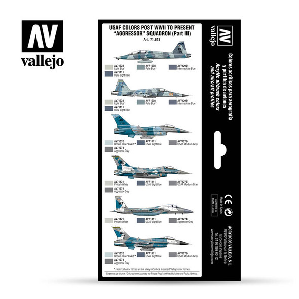 VLJ71618 - Vallejo Air Paint Set USAF colors post WWII to present “Aggressor” Squadron (Part III)