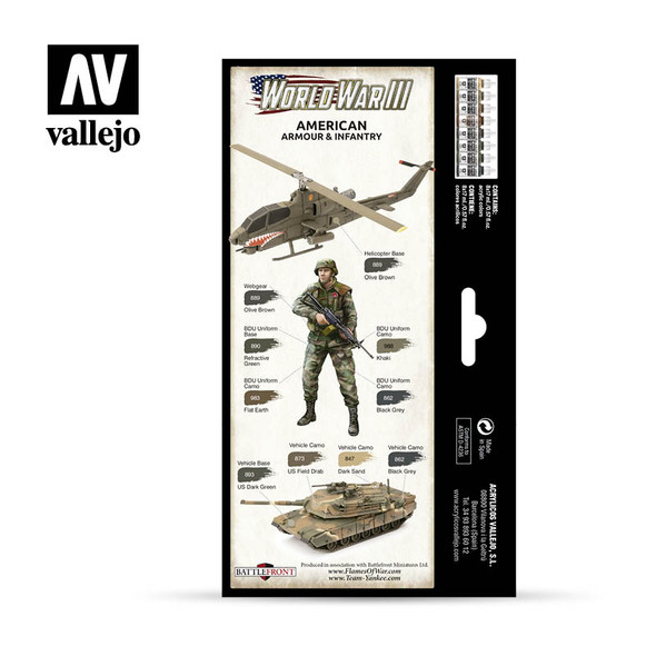 VLJ70220 - Vallejo US Armor/Infantry Paint Set 8pcs